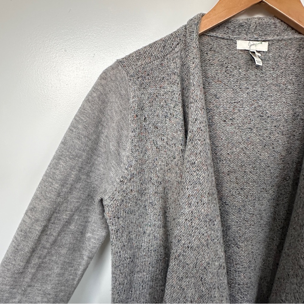 Joie • Gray Speckled Waterfall Marled Wool Cardigan Sweater - Picture 6 of 11